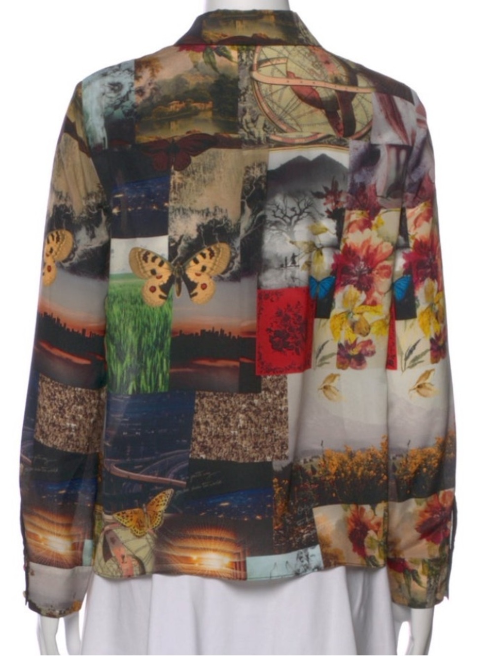 ALICE + OLIVIA WILLA PRINTED SILK PLACKET TOP SIZE MEDIUM - Picture 3 of 6